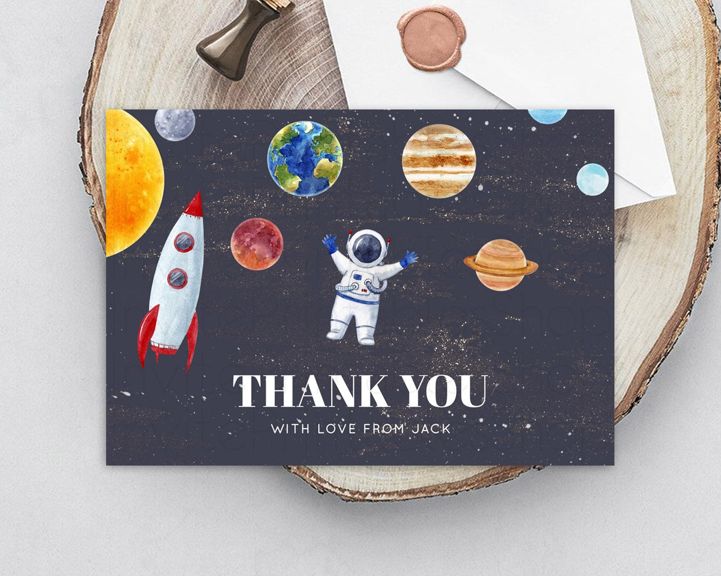 Space Thank You Space Thank You Card First Trip Around the Sun Thank You Card Planets Solar System First Birthday Thank You Cards D10144
