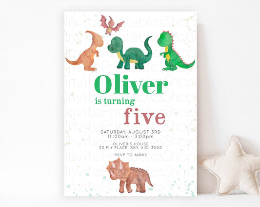 Editable Dinosaur Birthday Invitation Dinosaur Volcano Invitation Watercolor