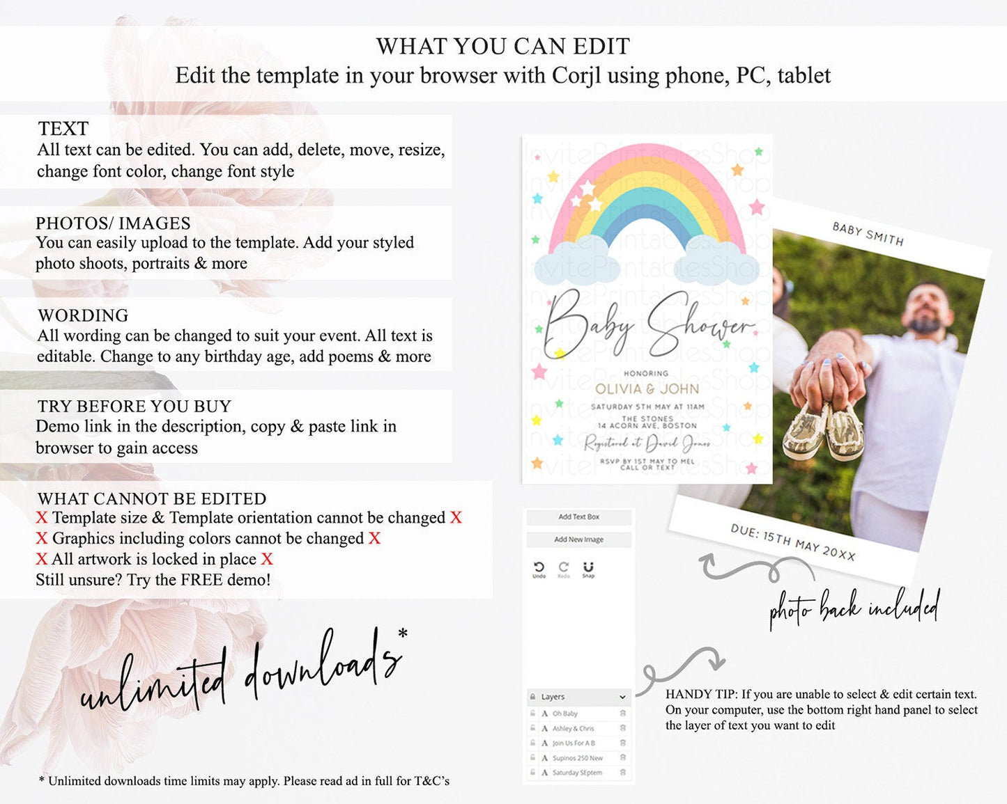 Pastel Rainbow Baby Shower Invitation Pastel Rainbow Invitation Rainbow Baby Invitation Pastel Invitation Boho Rainbow Invitation D11023