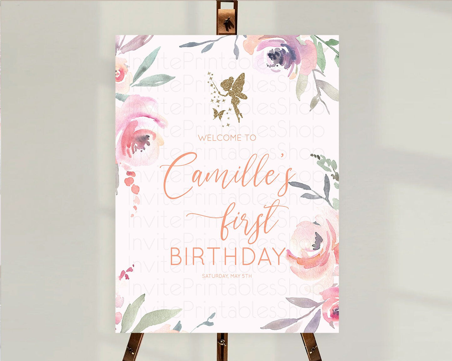 Fairy Welcome Sign Fairy Welcome Board Enchanted Garden Pastel Floral Butterfly Decor Secret Garden First Birthday Welcome Sign D10197