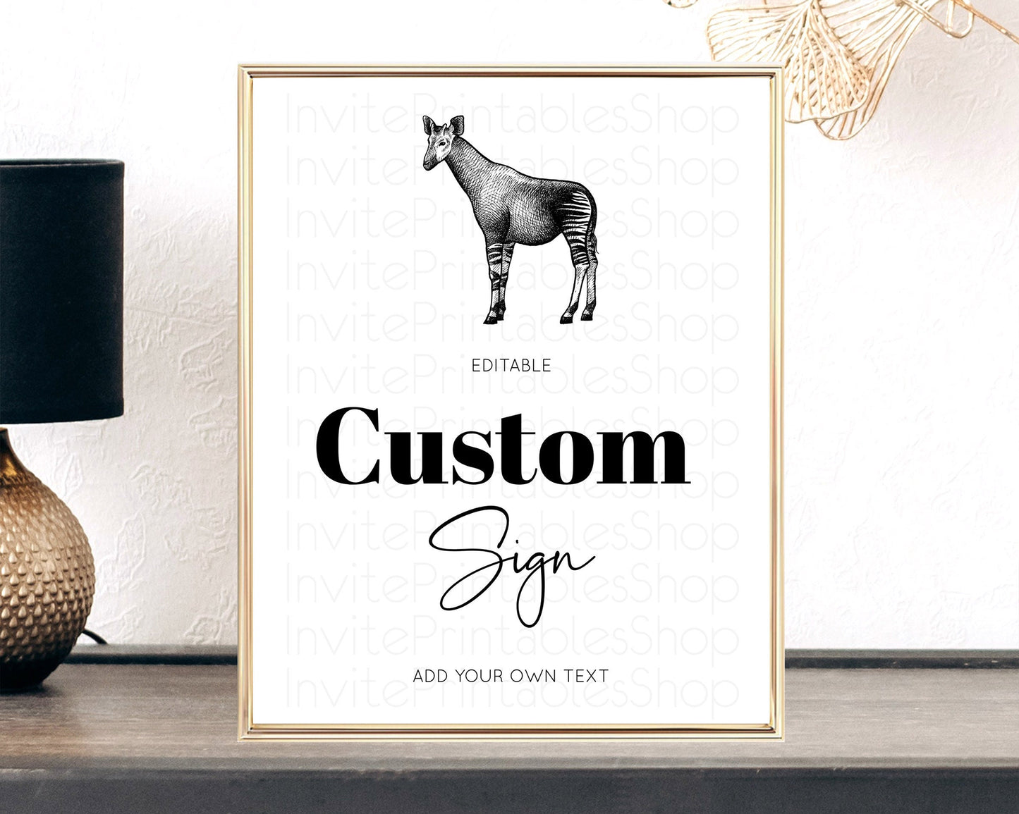 Okapi Sign Zoo Table Sign Decor Okapi Party Sign Template Safari Adventure Okapi Minimal Theme For 1st Birthday Baptism Baby Shower D10283