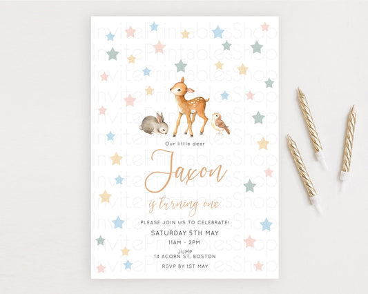 Editable Fawn Birthday Invitation Deer Birthday Invitation Enchanted Forest