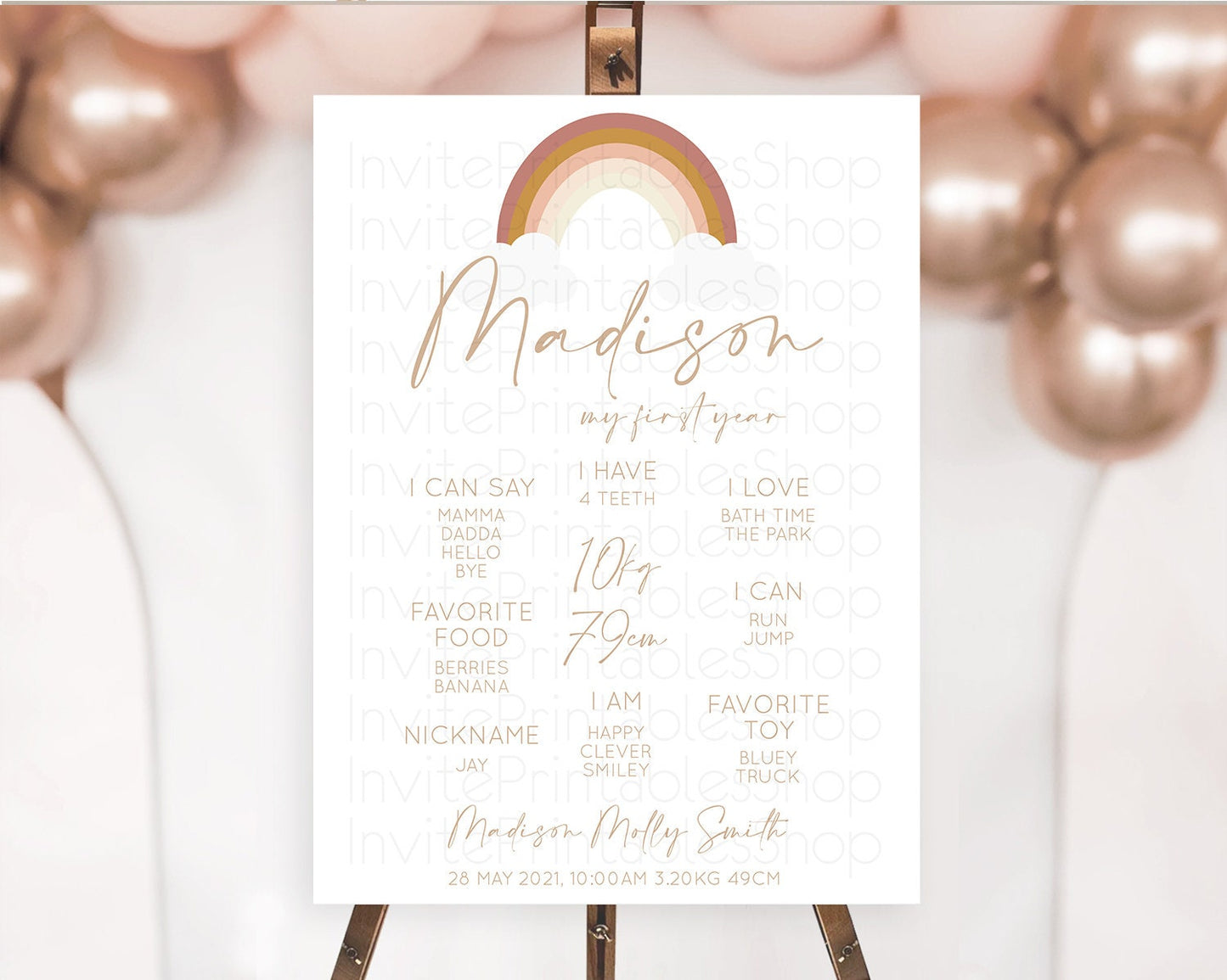 Pastel Rainbow First Birthday Milestone Poster Boho Rainbow Milestone Board Rainbow Milestone Pastel Milestone Rainbow 1st Birthday D10122