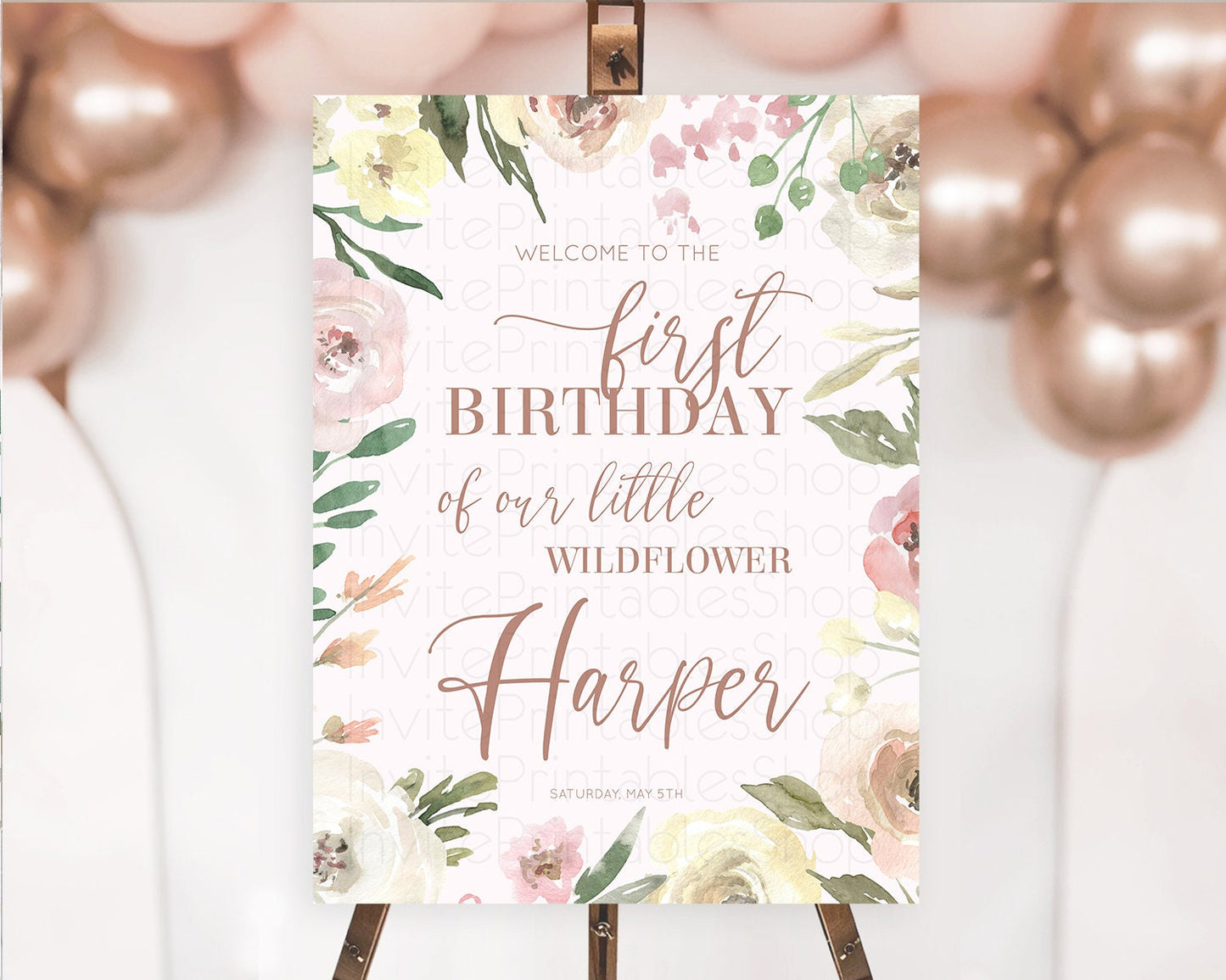 Secret Garden Welcome Sign Wildflower Welcome Board Pastel Flower Garden Welcome Poster Boho Wildflower First Birthday Welcome Sign D10192