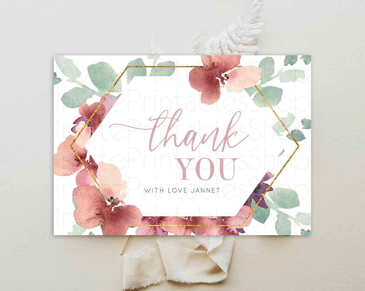 Secret Garden Thank You Wildflower Thank You Card Pastel Flower Garden Birthday Thank You Card Boho Floral Teacher Thank You Card D10964