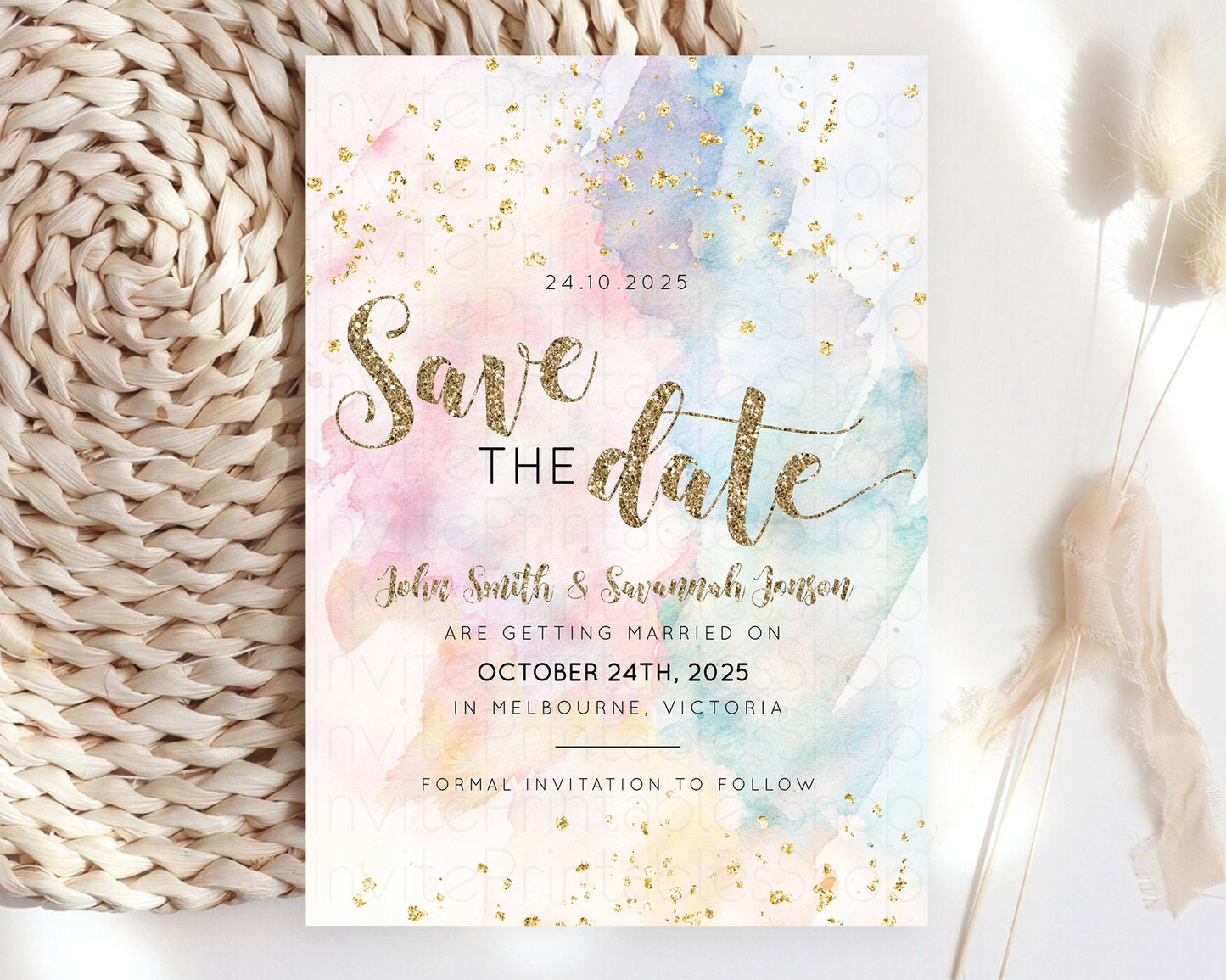 Pastel Save The Date Pastel Colors Save The Date Rainbow Colors Save The Date Ombre Invite Splash Wedding Engaged Baptism Christening 276