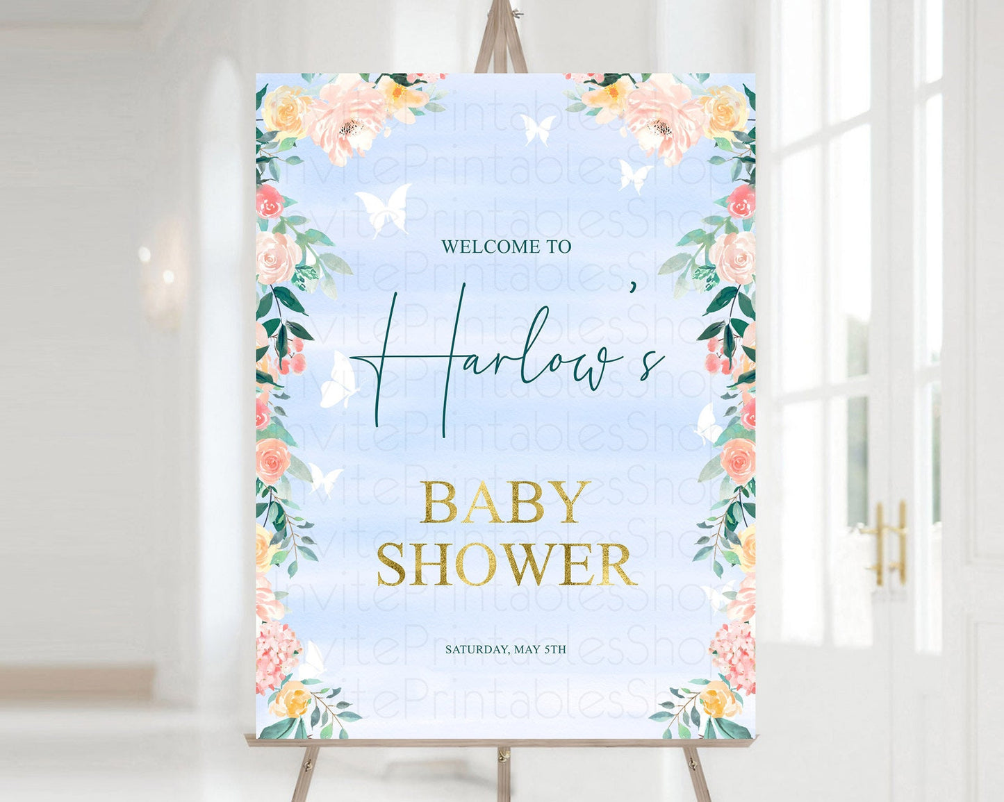 Secret Garden Baby Shower Welcome Sign Wildflower Welcome Board Pastel Flower Garden Welcome Poster Boho Wildflower Welcome Sign D10337