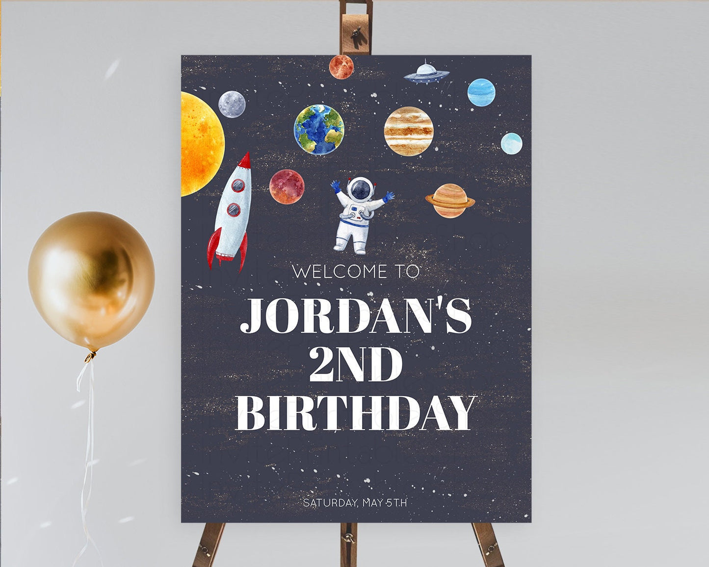 Space Birthday Welcome Sign Space Welcome Board First Trip Around the Sun Welcome Poster Planets Solar System ONE year Birthday Sign D10144