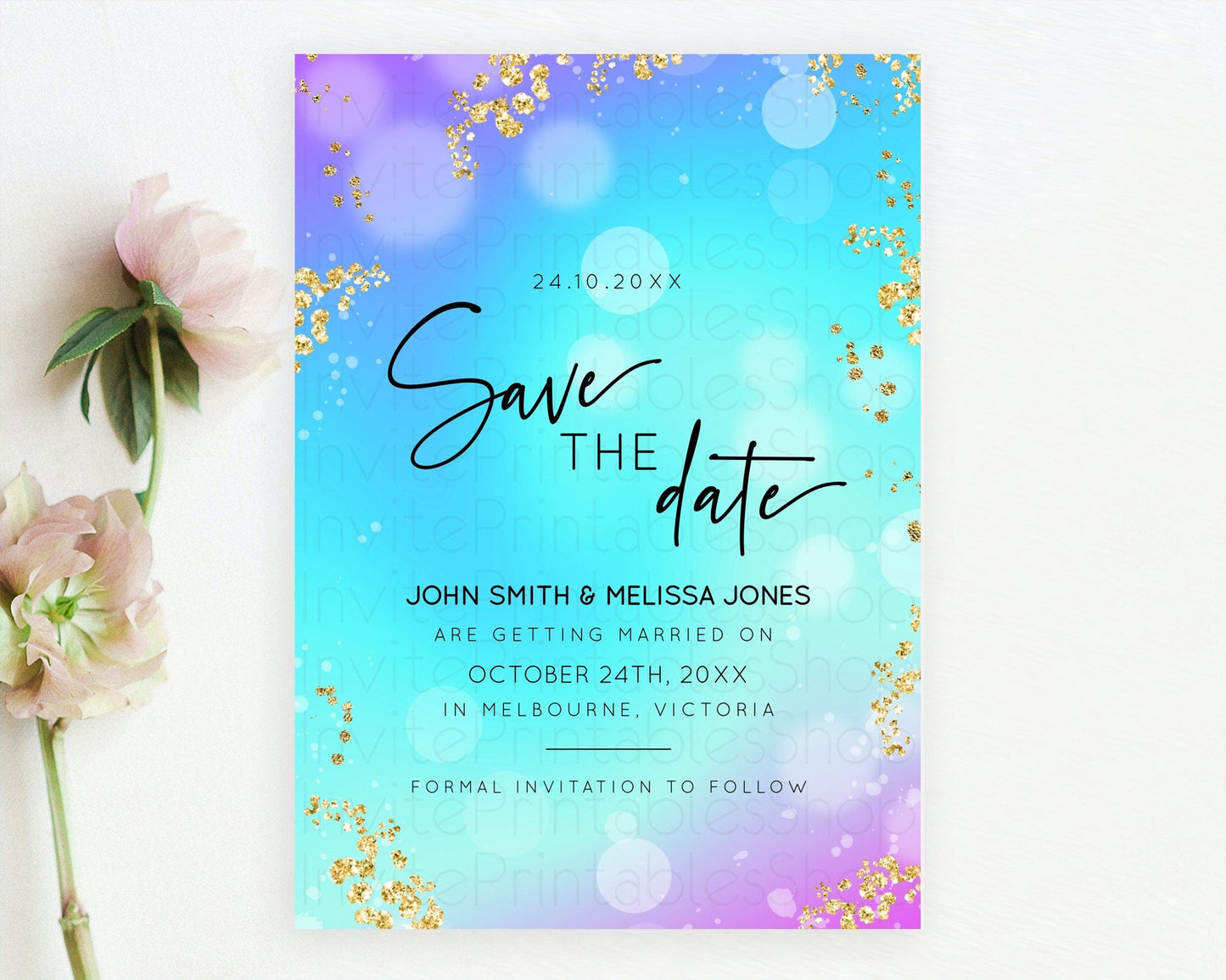 Mermaid Save The Date Template Colorful Pastel Mermaid Under The Sea Pool Party For 1st Birthday Baptism Baby Shower Bridal Shower D10573