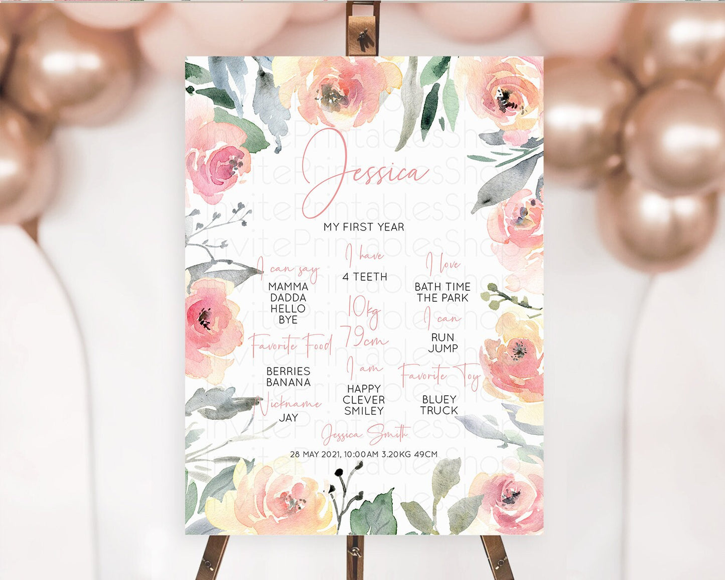 Secret Garden Milestone Board Wildflower First Birthday Milestone Poster Pastel Flowers Milestone Boho Wildflower 1st Birthday Sign D10778