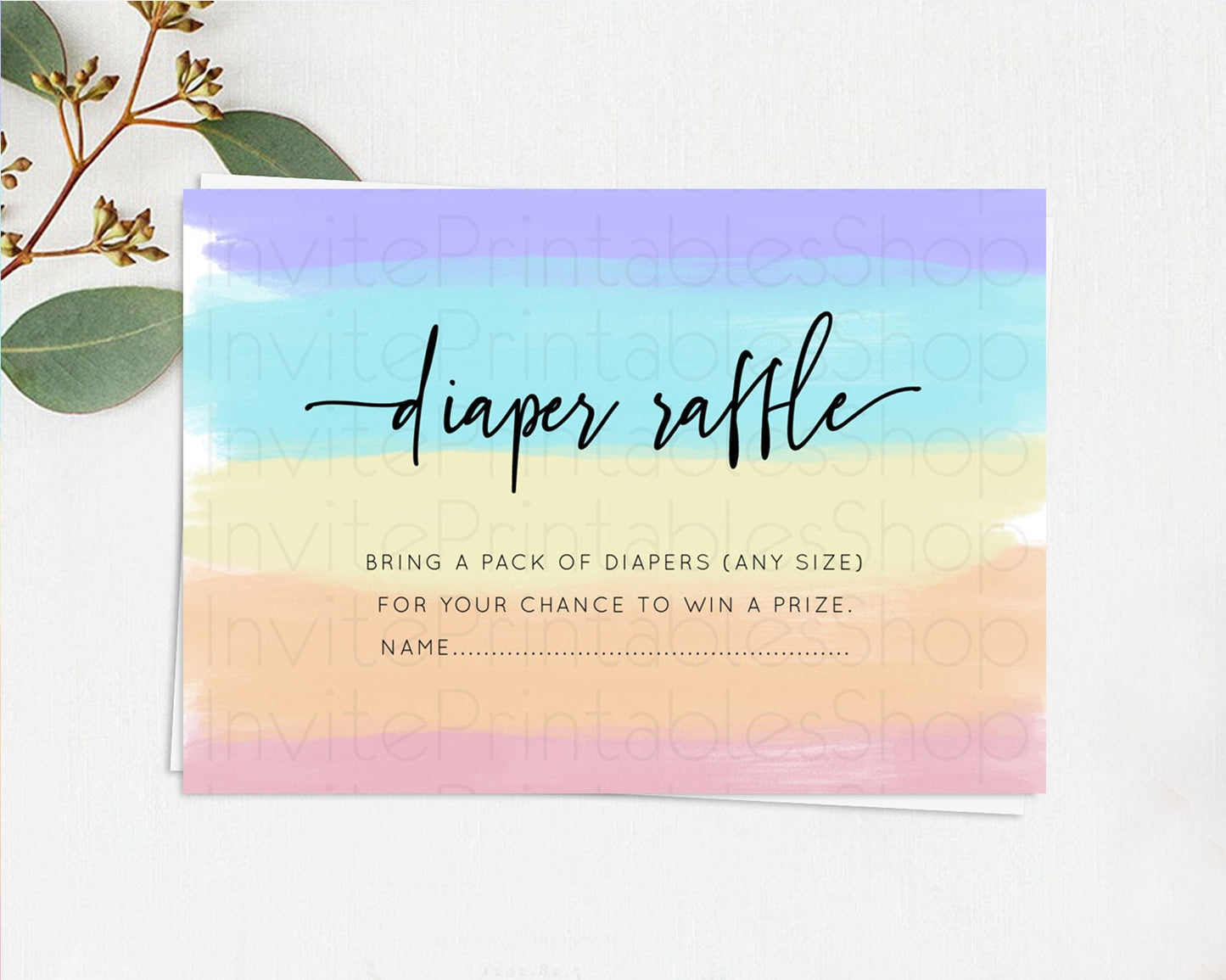 Editable Pastel Diaper Raffle Card Pastel Rainbow Diaper Raffle Insert Color