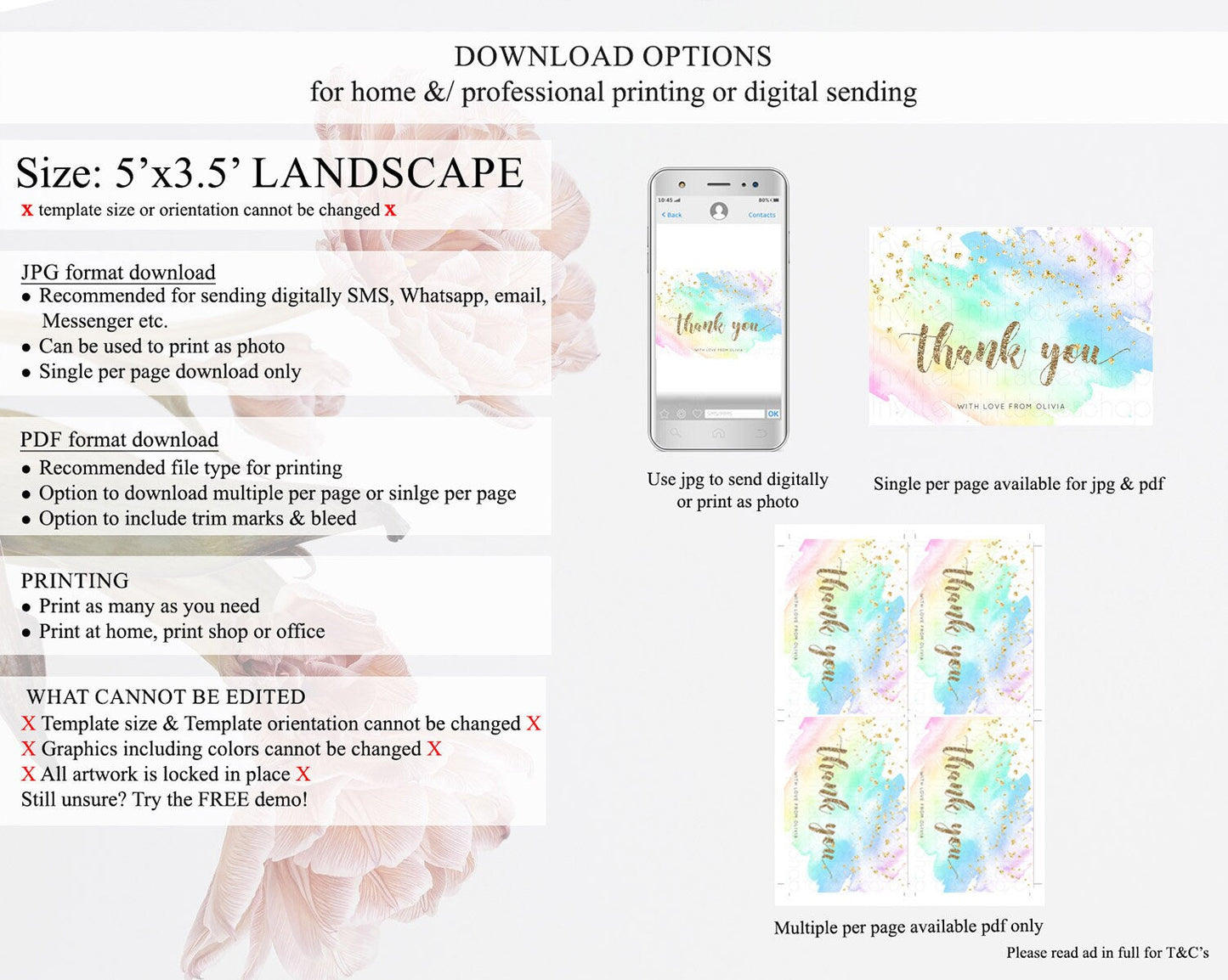 Pastel Thank You Rainbow Thank You Card Colorful Pastel Birthday Thank You Card Confetti Watercolor Pastel Teacher Thank You Cards D10637