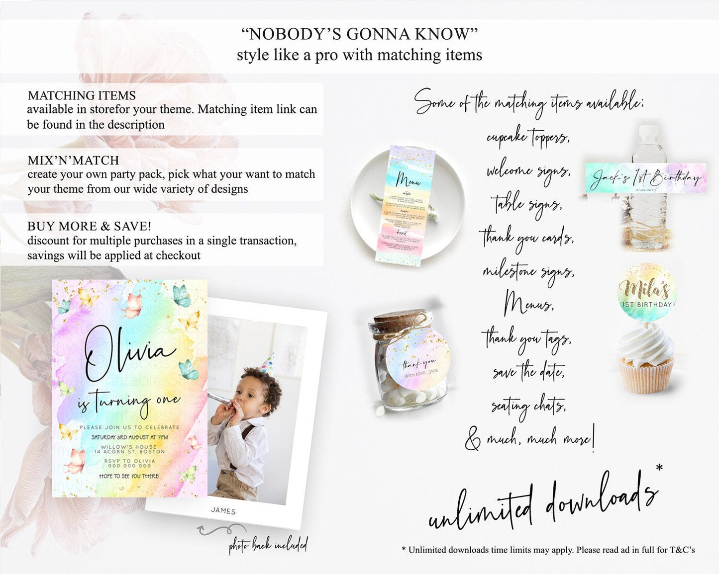 Pastel Butterfly Birthday Invitation Butterfly Birthday Invitation Whimsical Butterfly Enchanted Garden 1st 2nd Birthday Invitation D23192