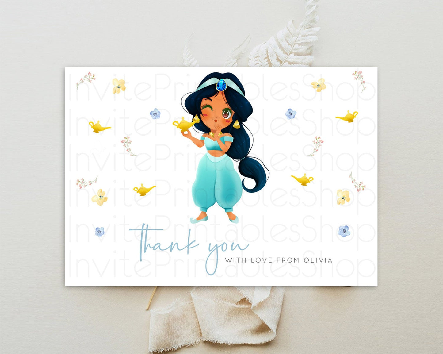 Princess Thank You Castle Thank You Card Secret Garden Birthday Thank You Card Enchanted Castle Pastel Floral Teacher Thank You Card D10887