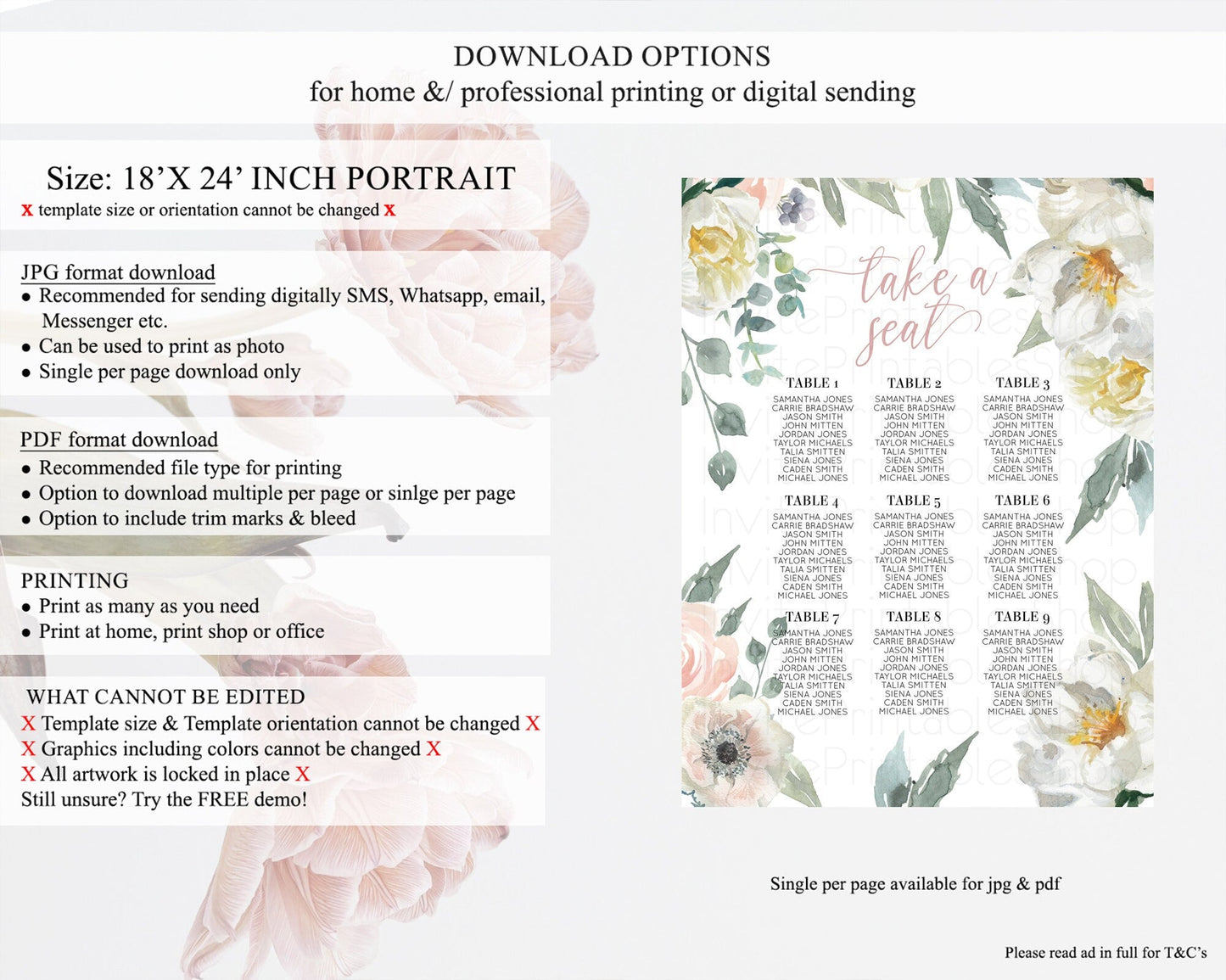 Secret Garden Seating Chart Wildflower Seating Chart Pastel White Flower Seating Chart Enchanted Garden Boho Floral Take A Seat Decor D10121