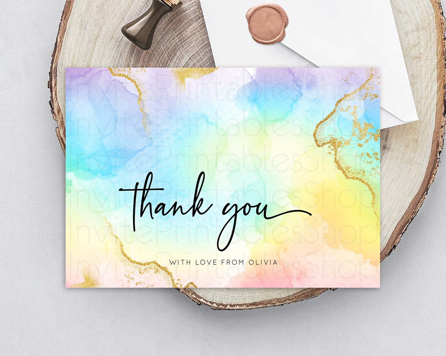 Editable Pastel Thank You Rainbow Thank You Card Colorful Pastel Birthday Th