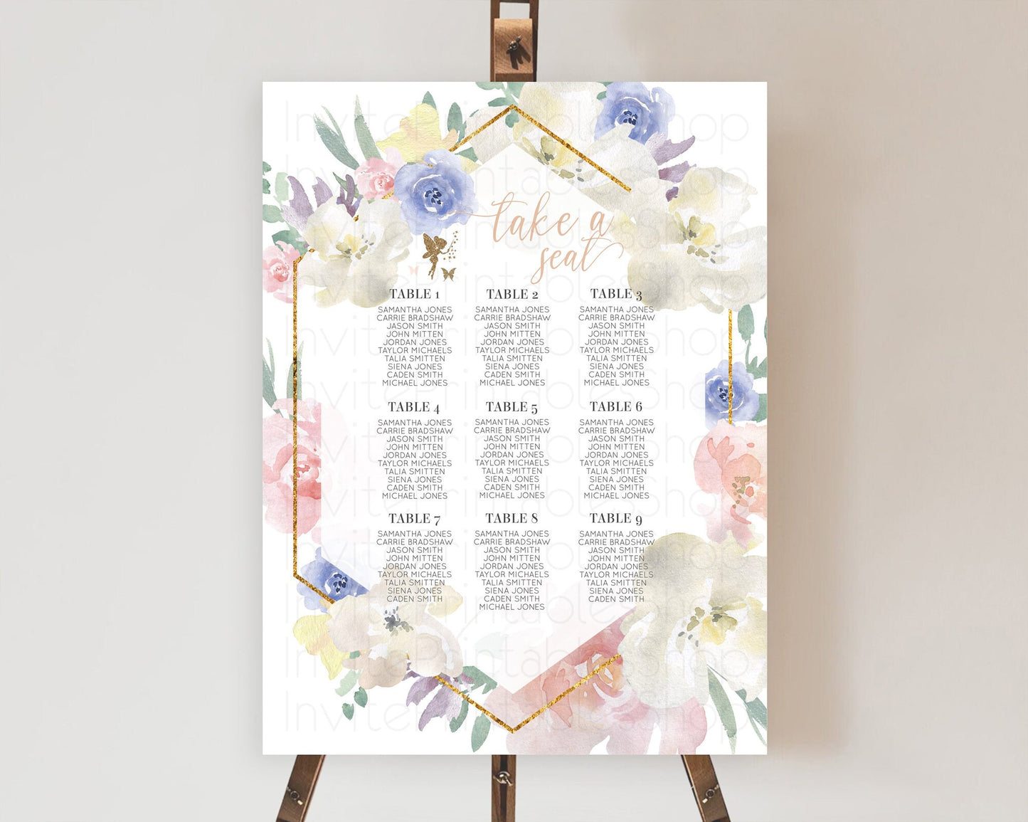 Fairy Seating Chart Pastel Fairy Seating Chart Fairy Tea Party Fairy Garden Seating Sign Enchanted Garden Floral Butterfly Décor D10829