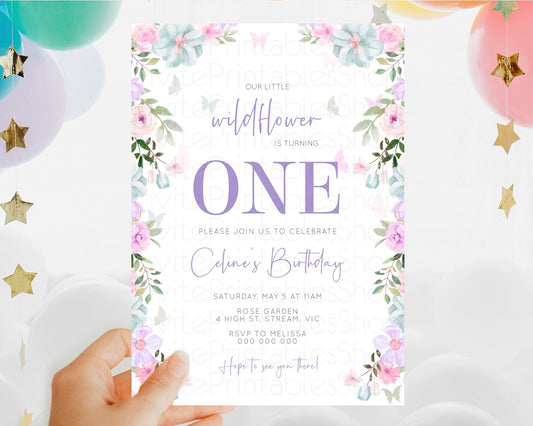 Secret Garden Invitation Wildflower Birthday Invitation Pastel Flowers Invite Enchanted Garden Boho Floral 3rd 2nd First Birthday D10494