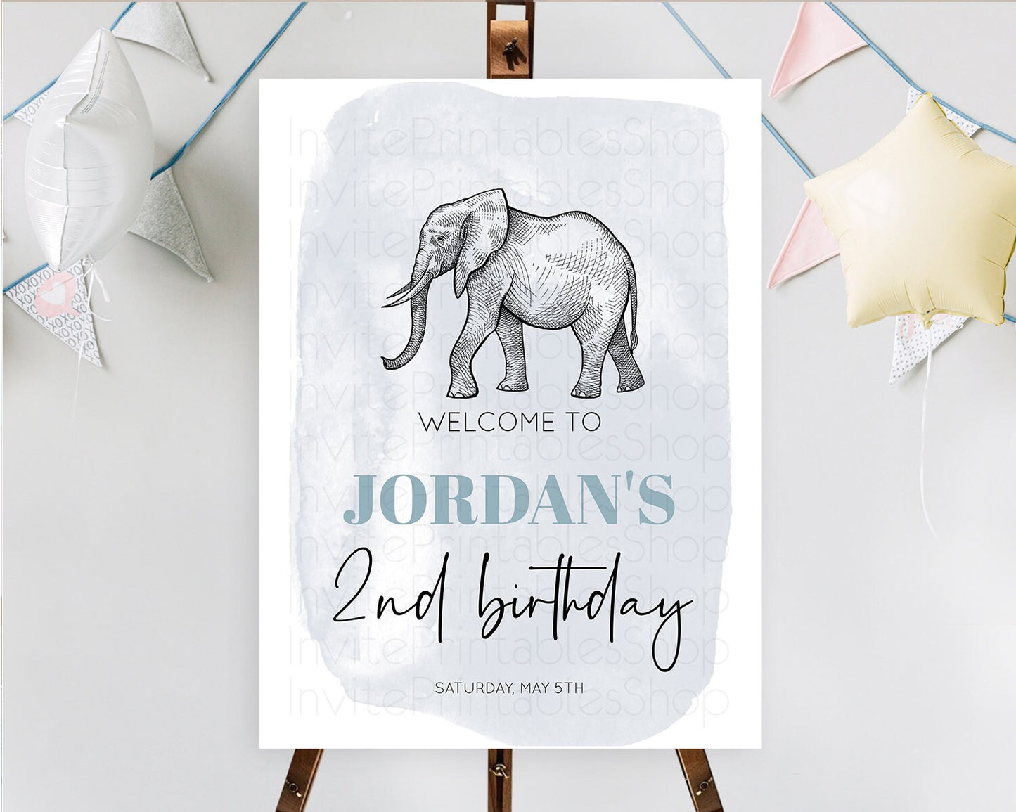 Elephant Welcome Sign Elephant Welcome Board Elephant Party Welcome Poster Safari Party Decor Elephant First Birthday Welcome Sign D10811