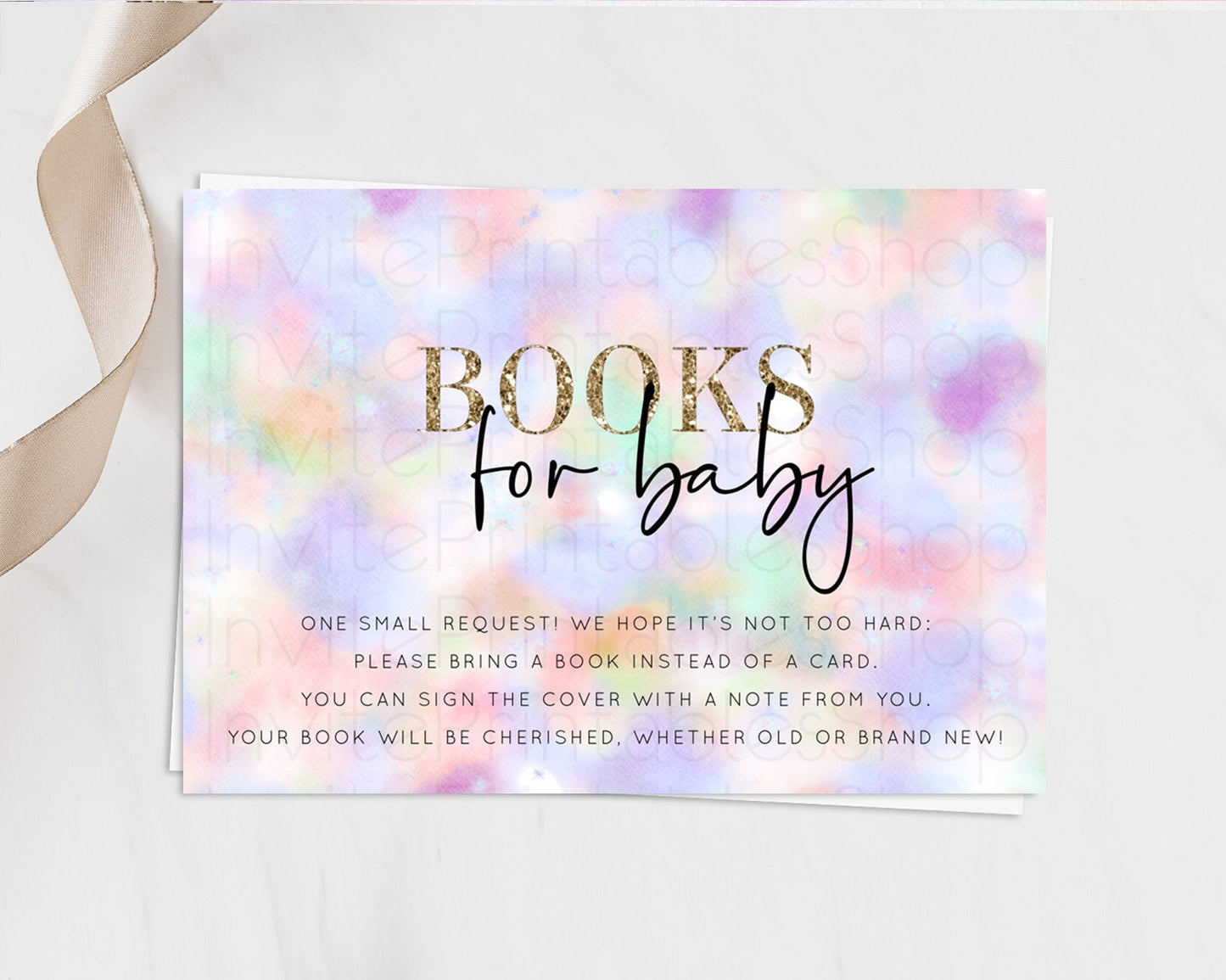 Pastel Books For Baby Card Pastel Rainbow Book Insert Colorful Ombre Watercolor Book Card Confetti Glitter Baby Book Poem Request D10697