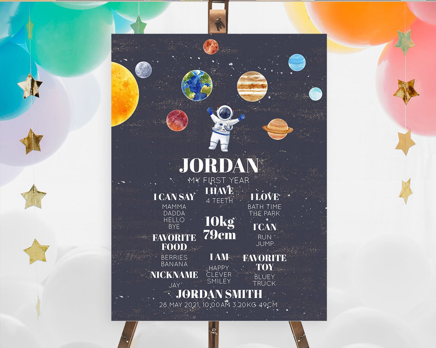 Space First Birthday Milestone Poster Space Milestone Board First Trip Around the Sun Planets Solar System ONE year Birthday Sign D10144