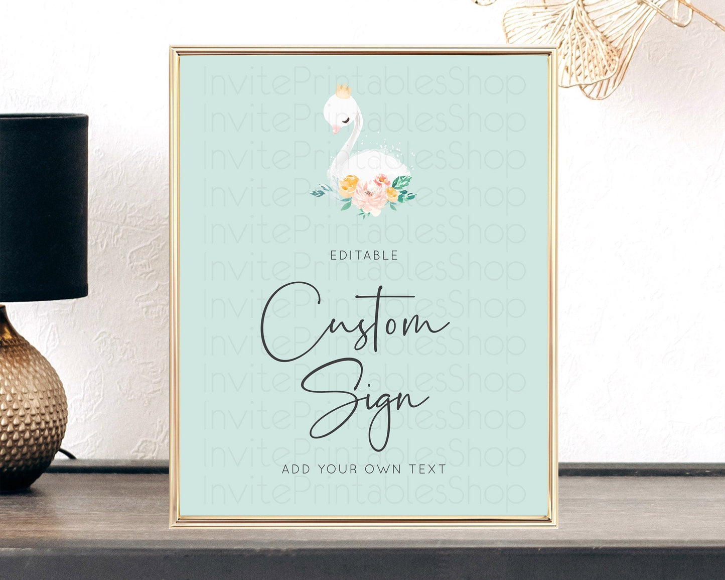 Swan Table Sign Decor Swan Princess Ballet Party Enchanted Swan Lake Secret Garden Pastel Floral 1st Birthday Baptism Baby Shower D10905