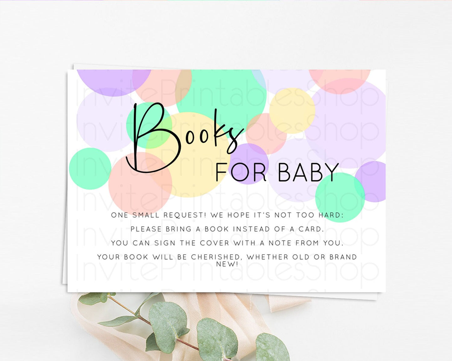 Rainbow Books For Baby Card Pastel Sprinkles Book Insert Pastel Rainbow Confetti Book Card Colorful Bubbles Pastel Book Poem Request D10380