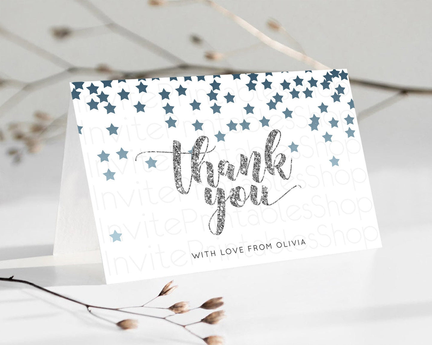 Star Thank You Card Pastel Stars Thank You Shooting Star Rainbow Colorful Confetti Twinkle Little Star Birthday Teacher Thank You D10330