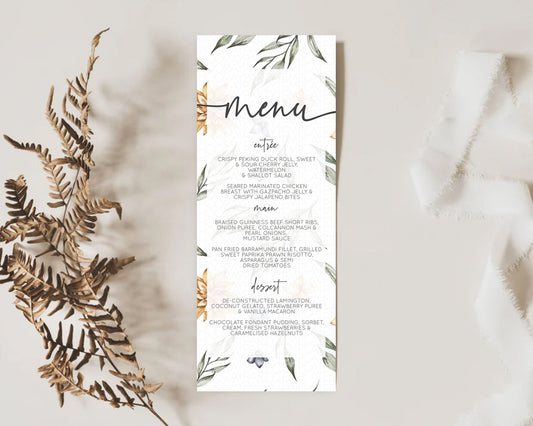 Editable Leafy Menu Green Leaf Menu Template Eucalyptus Fern Leaves Decor Wa