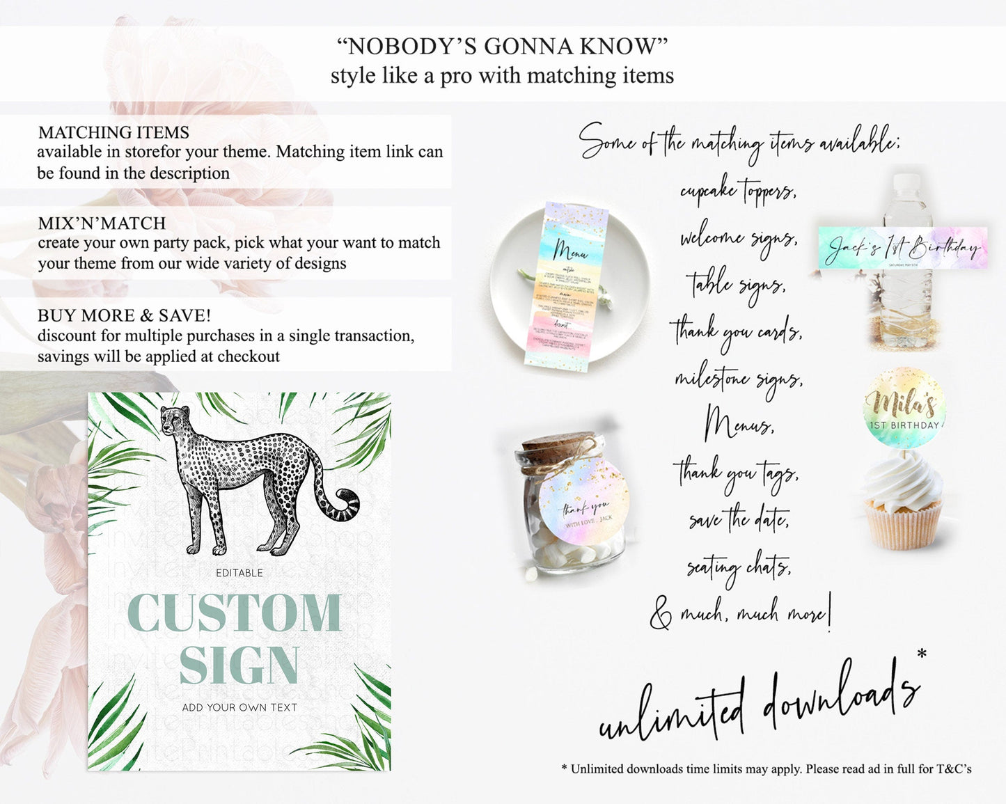 Cheetah Sign Cheetah Party Sign Template Safari Adventure Table Sign Decor Cheetah Minimal Theme 1st Birthday Baptism Baby Shower D10849