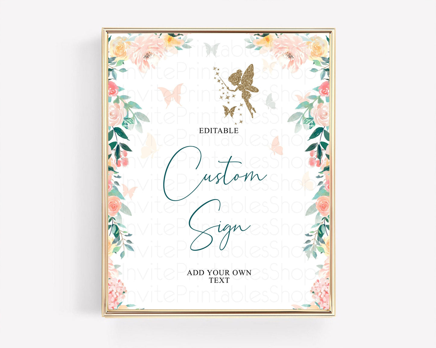 Fairy Sign Enchanted Garden Table Sign Décor Pastel Floral Butterfly Party Secret Garden Birthday Baptism Baby Shower Bridal Shower D10239