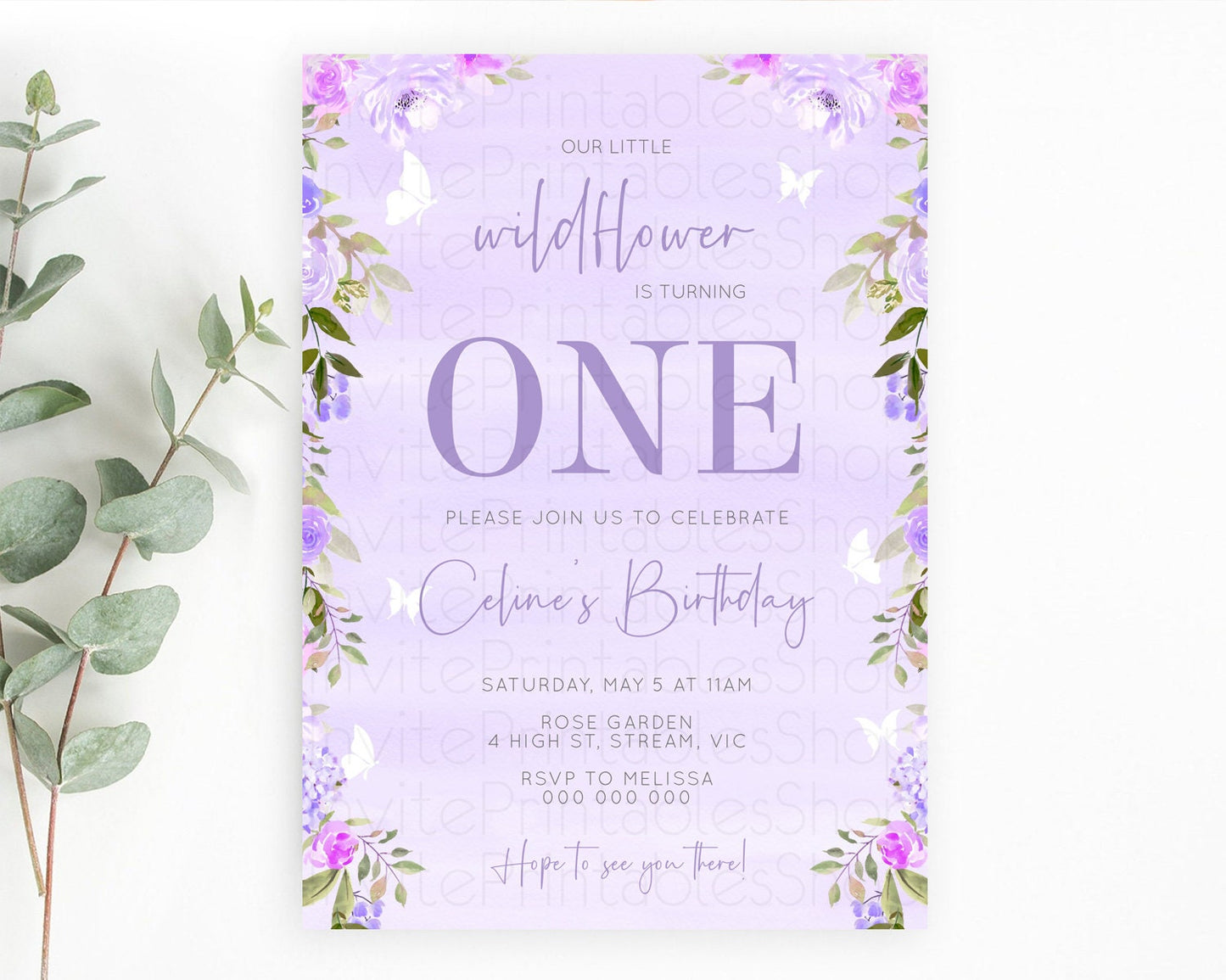 Secret Garden Invitation Wildflower Birthday Invitation Pastel Flowers Invite Enchanted Garden Boho Floral 3rd 2nd First Birthday D10719