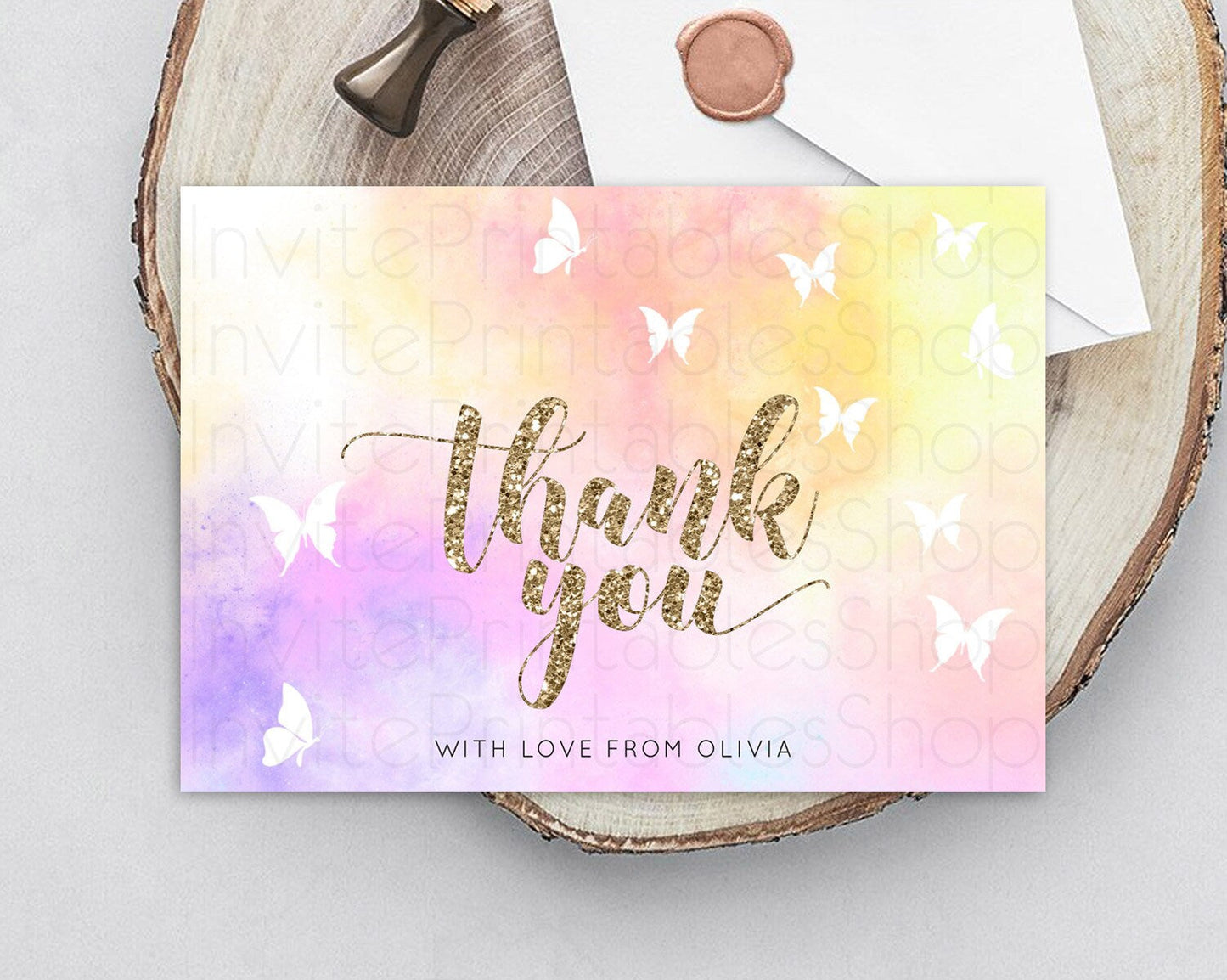 Pastel Thank You Rainbow Thank You Card Colorful Pastel Birthday Thank You Card Confetti Watercolor Pastel Teacher Thank You Cards D10435
