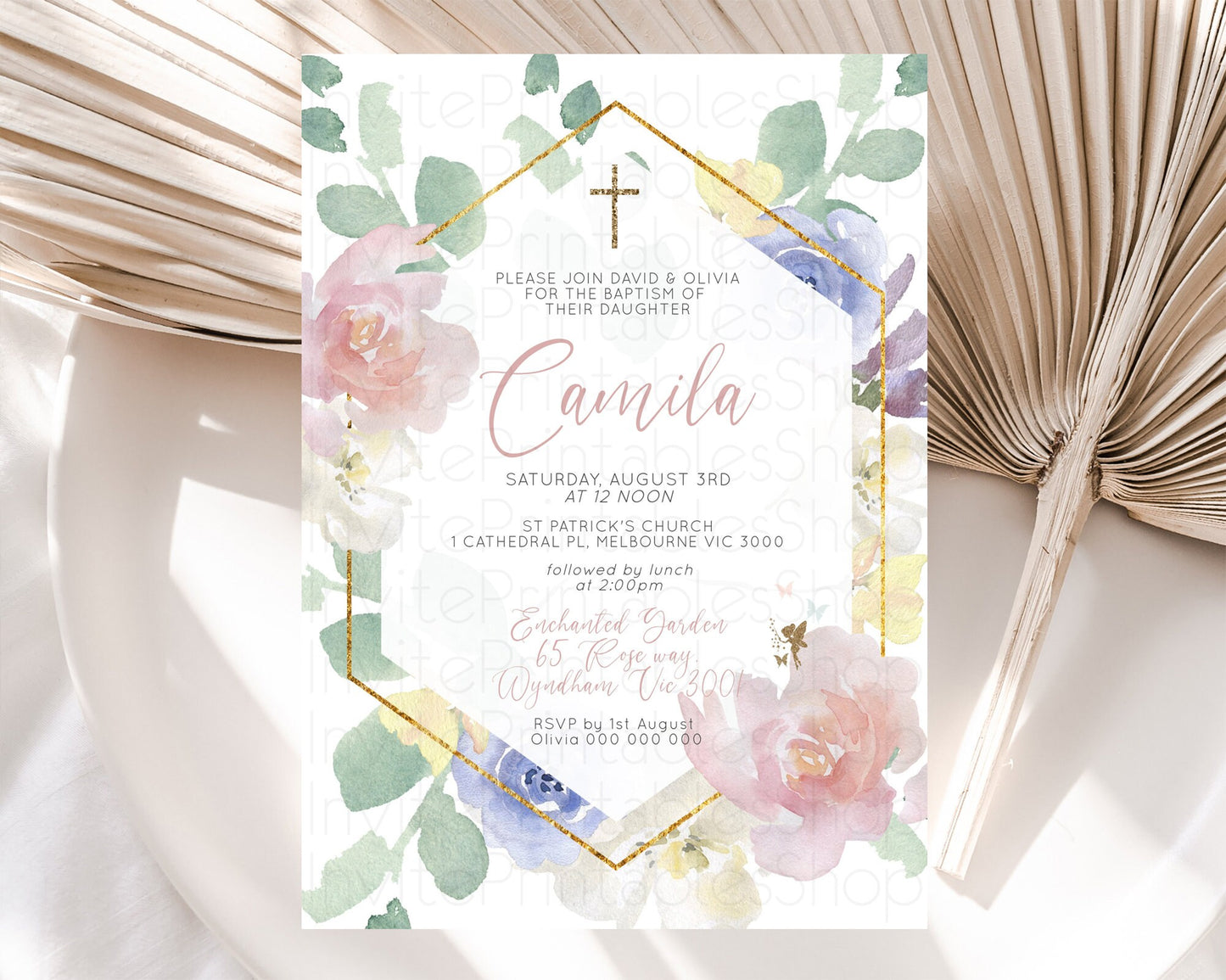 Fairy Baptism Invitation Fairy Baptism 1st Birthday Invitation Enchanted Secret Garden Christening Invite Pastel Floral Butterfly D10294