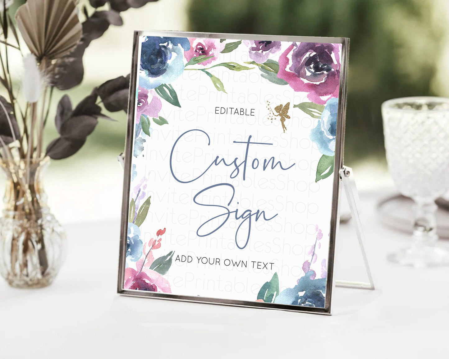 Fairy Sign Enchanted Garden Table Sign Decor Pastel Floral Butterfly Party Secret Garden Birthday Baptism Baby Shower Bridal Shower D10188