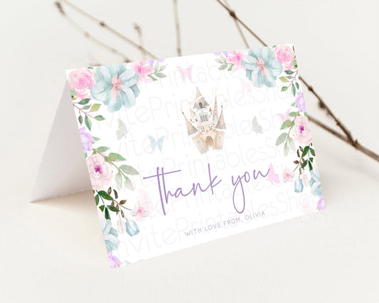 Princess Thank You Castle Thank You Card Secret Garden Birthday Thank You Card Enchanted Castle Pastel Floral Teacher Thank You Card D10471