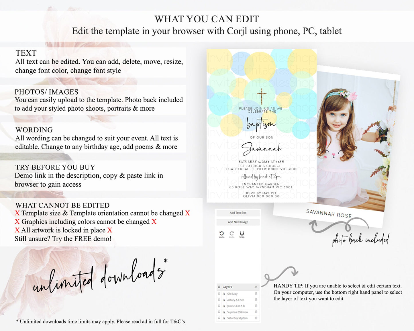 Pastel Baptism Invitation Pastel Confetti Baptism 1st Birthday Invitation Colorful Rainbow Confetti Bubbles Christening Invitation 100206