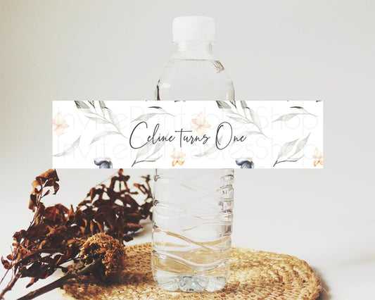 Editable Green Leafy Water Label Template Eucalyptus Fern Leaves Watercolor