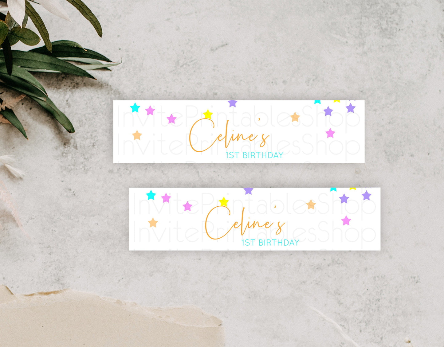 Twinkle Stars Water Label Template Pastel Twinkle Little Star Party Decor Shooting Star Confetti 1st Birthday Baptism Baby Shower D10397