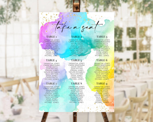 Editable Rainbow Seating Chart Pastel Seating Chart Colorful Pastel Watercol