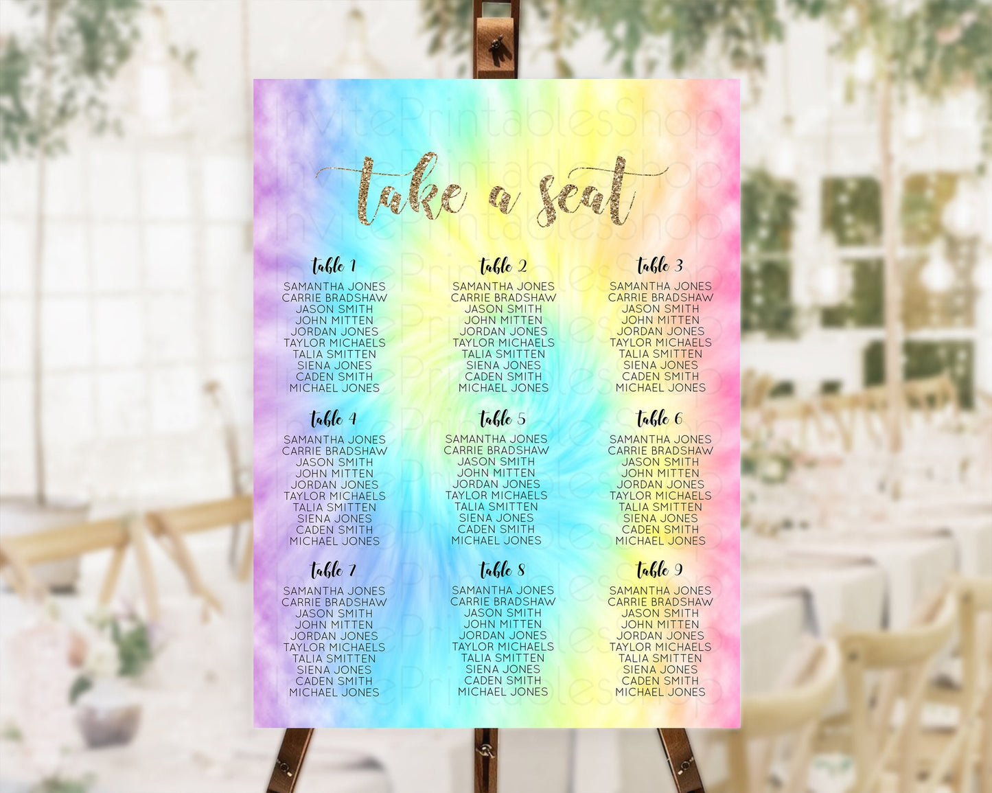 Tie Dye Seating Chart Rainbow Tie Dye Seating Chart Rainbow Colorful Seating Chart Tie Dye Pastel Rainbow Party Decor Take A Seat D10580