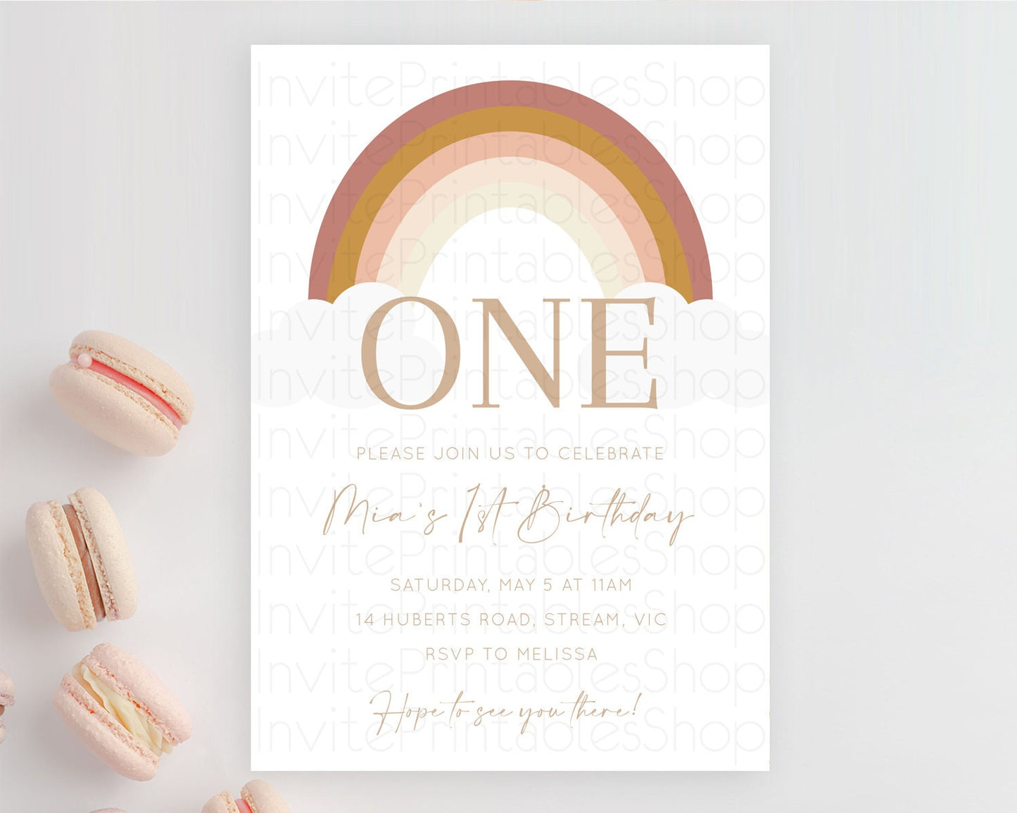 Pastel Rainbow Birthday Invitation Pastel Rainbow Invitation Rainbow Invitation Pastel Invitation Boho Rainbow 1st First Birthday D10122