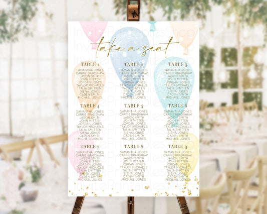 Balloon Seating Chart Pastel Seating Chart Pastel Balloon Seating Sign Colorful Pastel Rainbow Balloon Seating Board Balloon Décor D10182