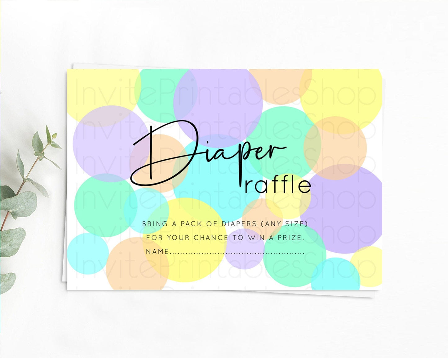 Rainbow Diaper Raffle Card Pastel Sprinkles Diaper Raffle Insert Rainbow Confetti Diaper Ticket Colorful Bubbles Pastel Raffle Game D10412