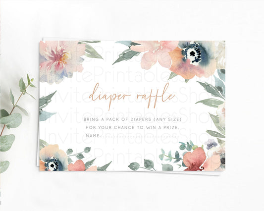 Secret Garden Diaper Raffle Card Boho Wildflower Diaper Raffle Insert Pastel Flower Garden Baby Shower Card Flower Raffle Game D10787