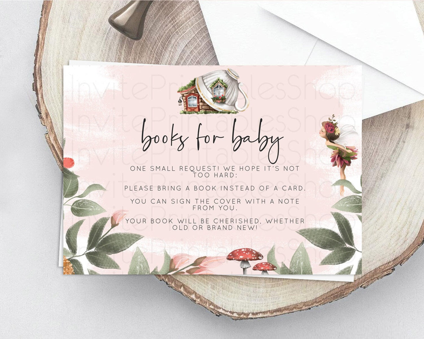 Fairy Books For Baby Card Fairy Book Insert Enchanted Garden Fairy Book Card Pastel Floral Butterfly Cards Secret Garden Book Poem D10563