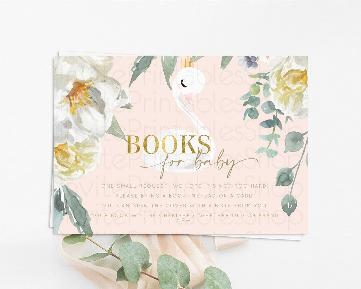 Editable Swan Books For Baby Card Swan Princess Ballet Book Insert Enchanted