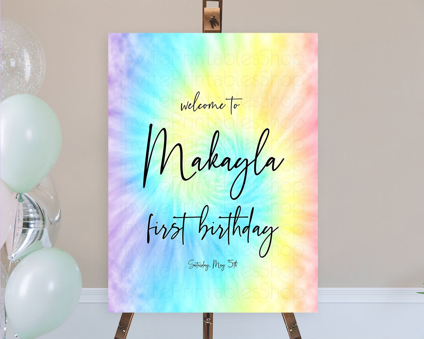 Tie Dye Welcome Board Rainbow Tie Dye Welcome Sign Pastel Welcome Poster Colorful Pastel Welcome Rainbow First Birthday Welcome Sign D10578