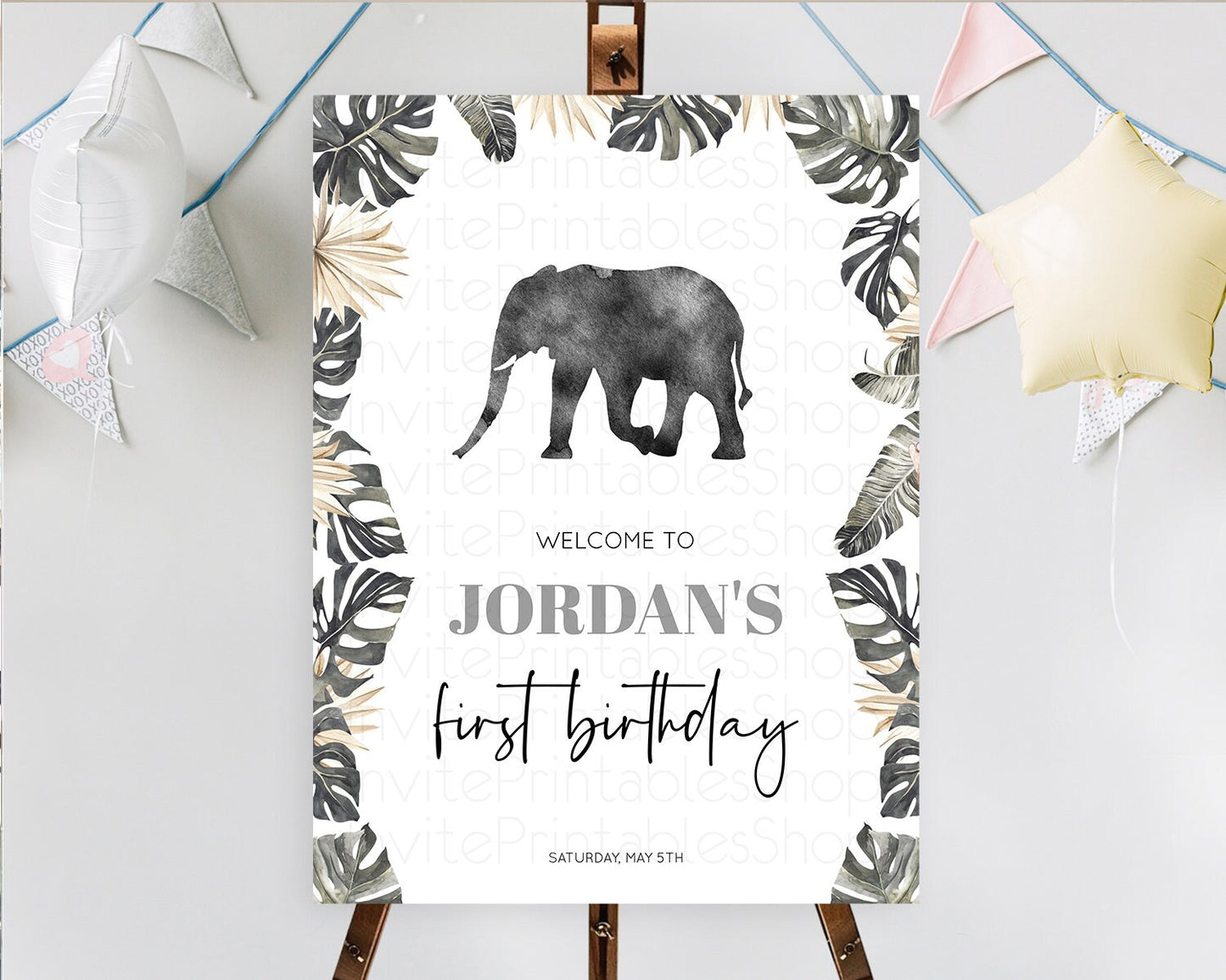 Elephant Welcome Sign Elephant Welcome Board Elephant Party Welcome Poster Safari Party Decor Elephant First Birthday Welcome Sign D10803