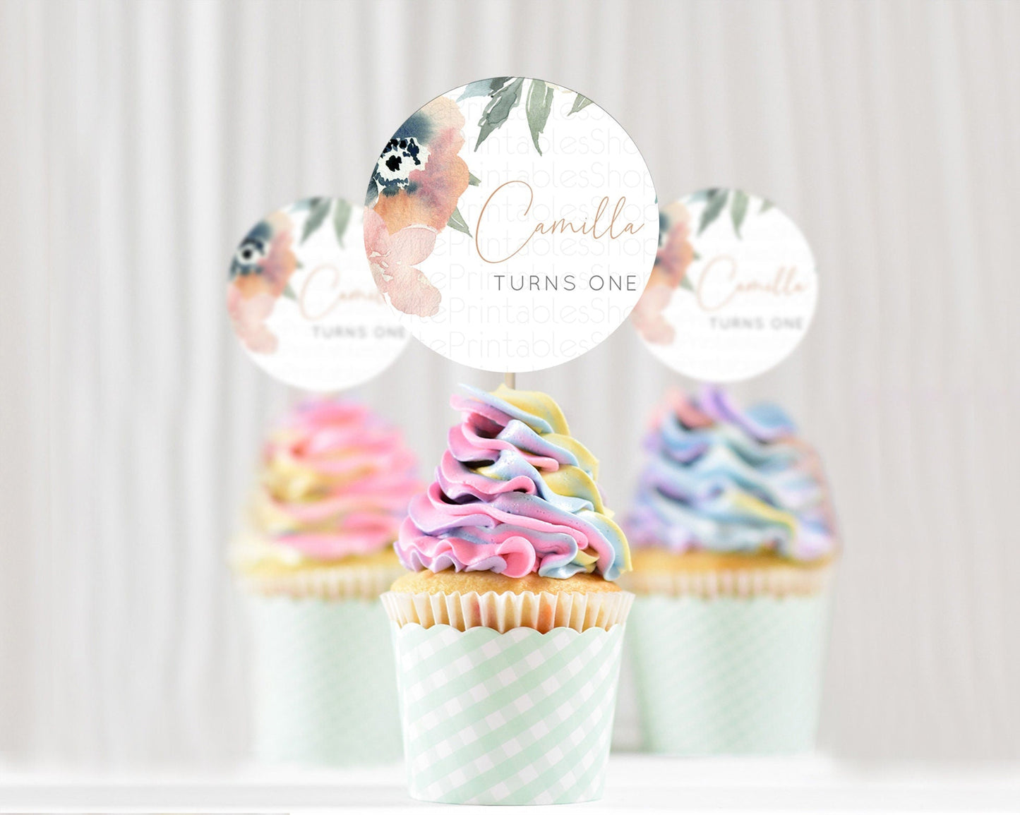 Secret Garden Cupcake Toppers Wildflower Cupcake Toppers Pastel Flowers Cupcake Toppers Enchanted Garden Boho Floral First Birthday D10787